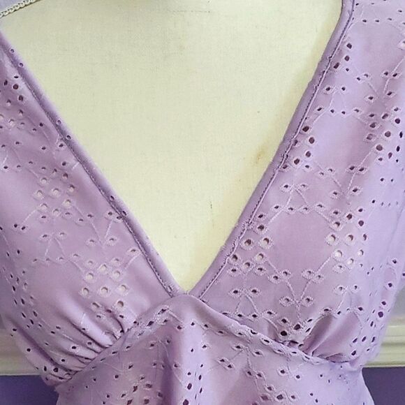 NWOT Ragdoll Lavender Eyelet Ruffled Boho Prairie Crop Top - Picture 2 of 7